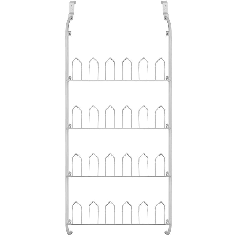 Scarpiera appendibile da porta 17x60x145 cm 12 paia in Metallo Bianca-1