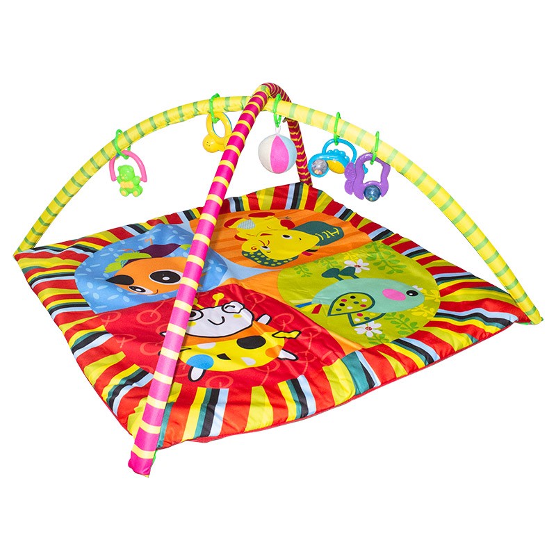 Tappeto attività per Bambini 83x83 cm con 5 sonaglini gioco bambi-1