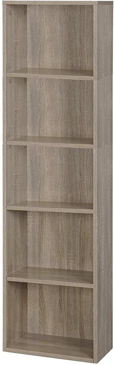 Libreria a Colonna 40x29x172H cm in Legno Salvaspazio a 5 Ripiani Rovere-2