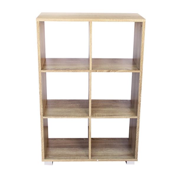 Bücherregal aus Holz 60x24xH99 cm mit Boxen mit 6 Regalen mit Eichenfüßen sconto