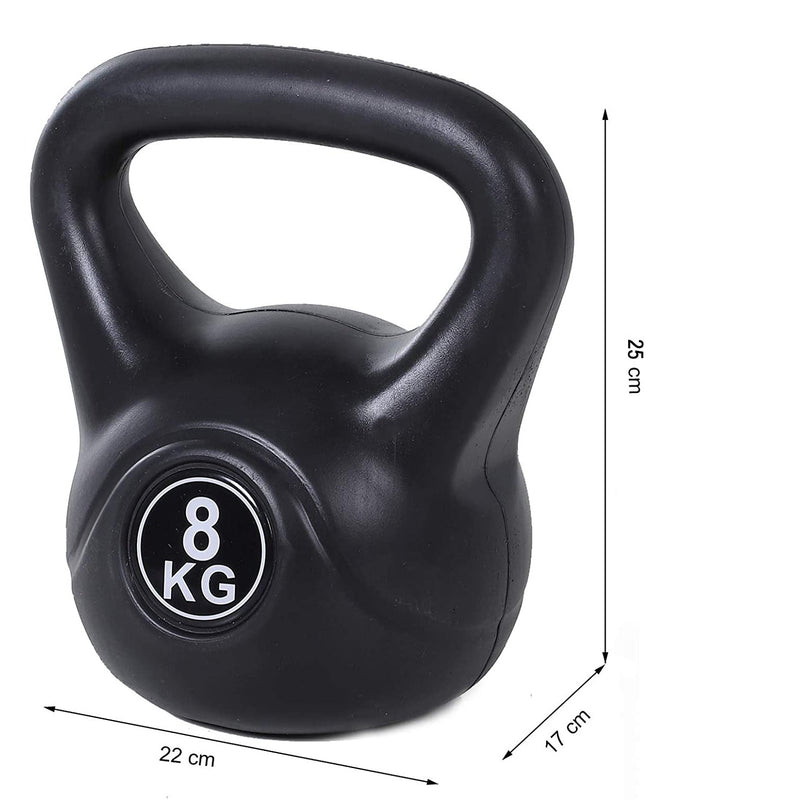 Kettlebell Fitness 8 Kg in PVC con Sabbia e Maniglia Nero-3