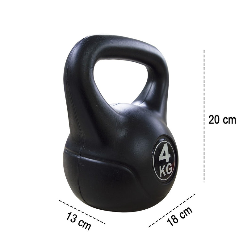 Kettlebell Fitness 4 Kg in PVC con Sabbia e Maniglia Nero-5