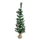 Albero di Natale 90H cm con pigne e base in juta Abete Artificiale-1