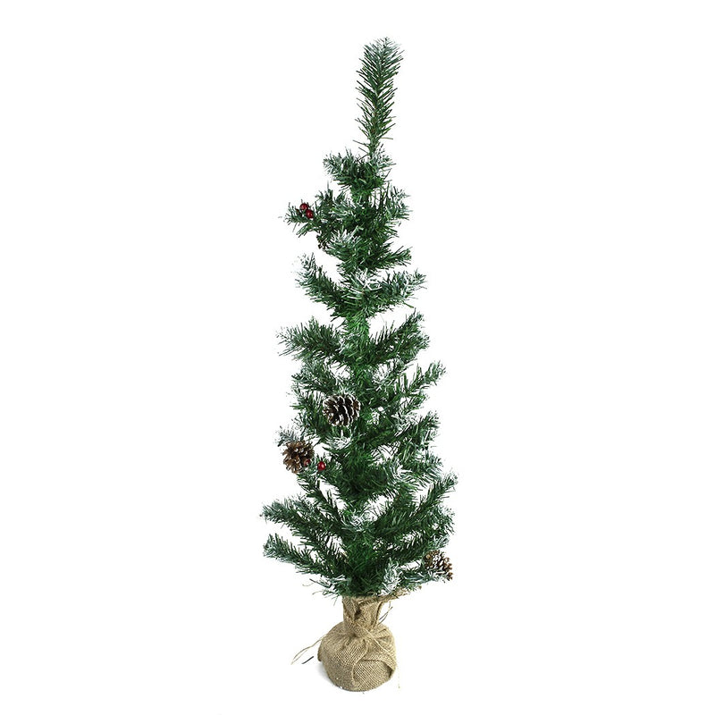 Albero di Natale 90H cm con pigne e base in juta Abete Artificiale-1