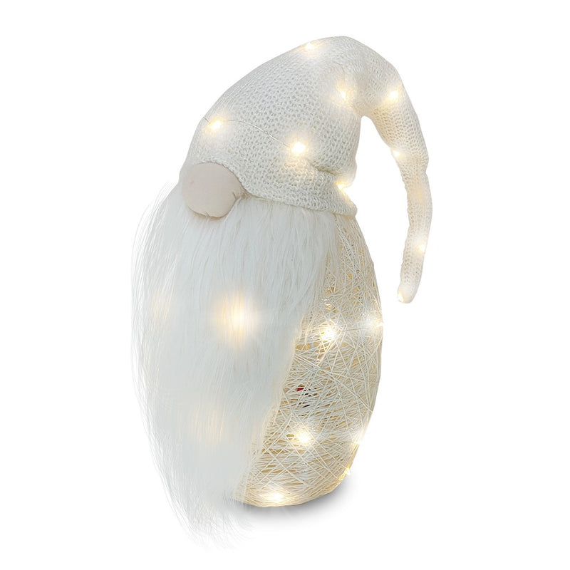 Gnomo di Natale H87 cm con Luci e Cappello Panna-2