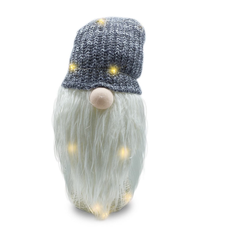 Gnomo di Natale H87 cm con Luci e Cappello Grigio-3