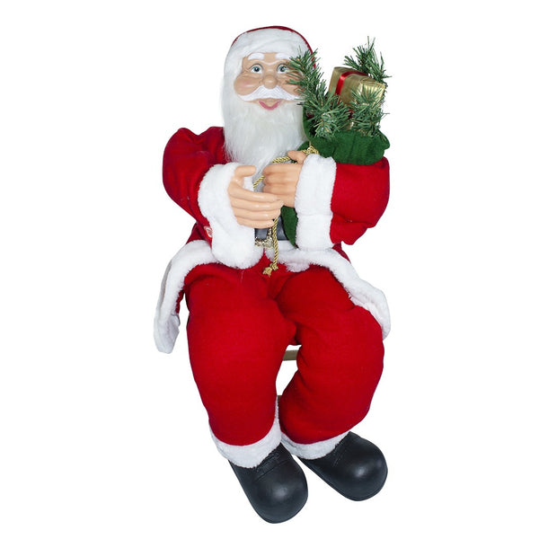sconto Weihnachtsmann Marionette H90 cm sitzend mit roten Geschenken
