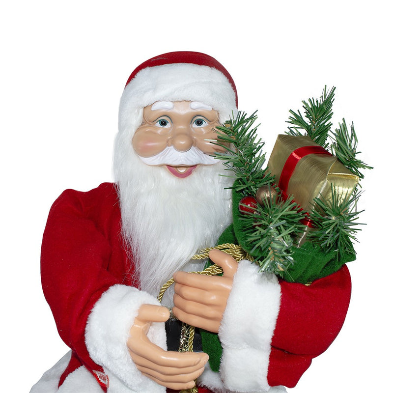 Pupazzo Babbo Natale H90 cm Seduto con Regali Rosso-2