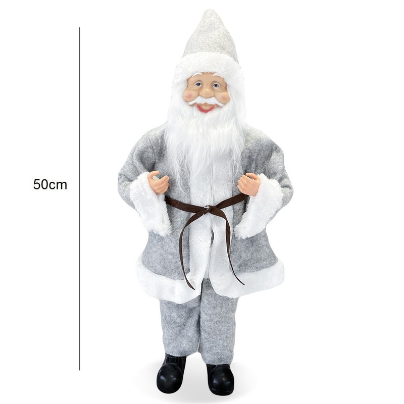 Pupazzo Babbo Natale H50 cm con Minilucciole Grigio-5