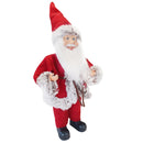 Pupazzo Babbo Natale H40 cm con Minilucciole Rosso e Grigio-2