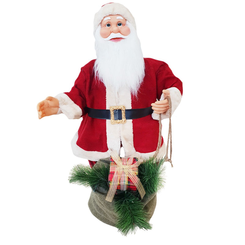 Pupazzo Babbo Natale H80 cm con Luci e Movimento Rosso-1