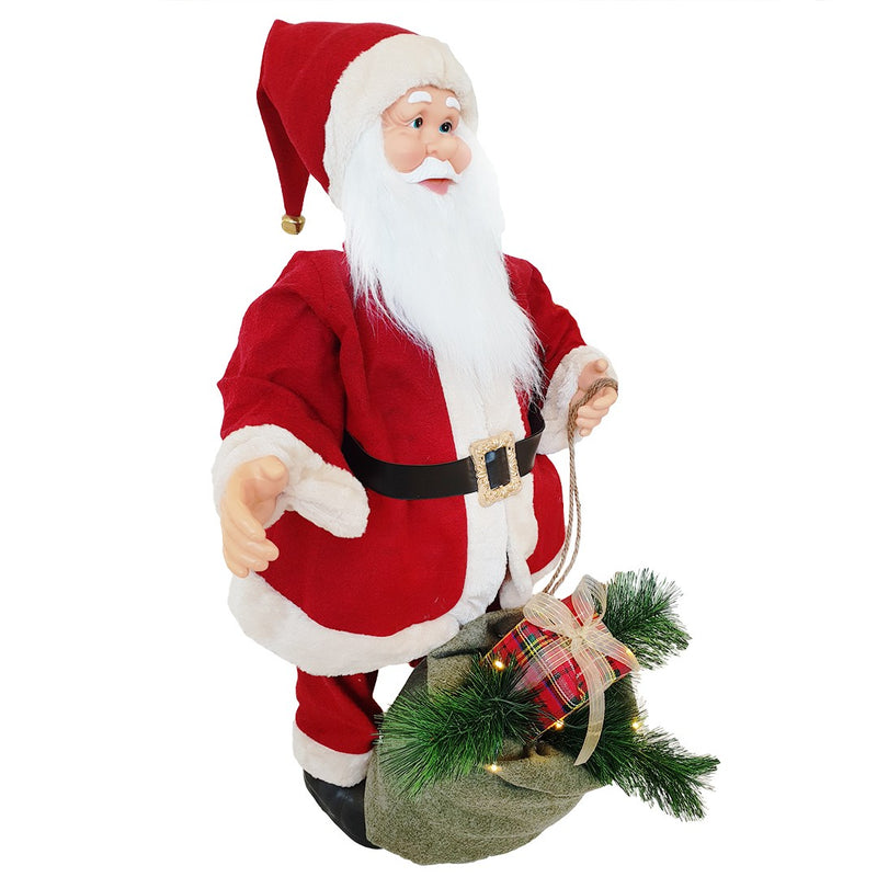 Pupazzo Babbo Natale H80 cm con Luci e Movimento Rosso-3