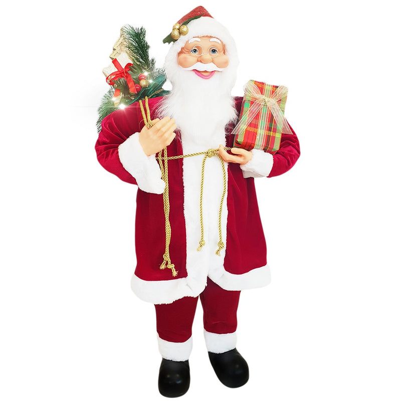 Pupazzo Babbo Natale H90 cm con Luci e Suoni Rosso-1