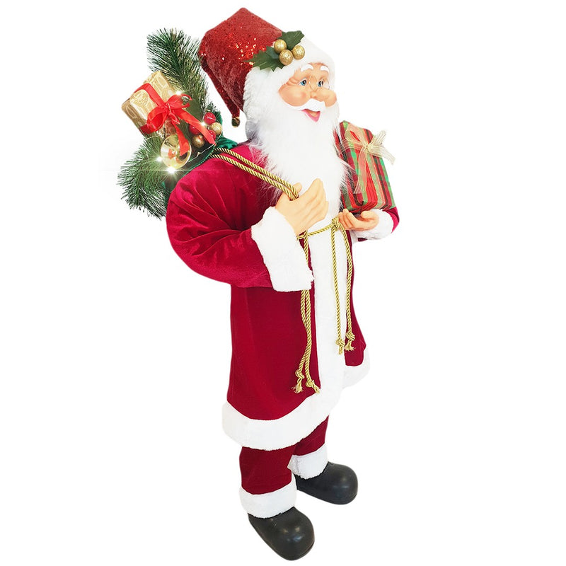 Pupazzo Babbo Natale H90 cm con Luci e Suoni Rosso-4