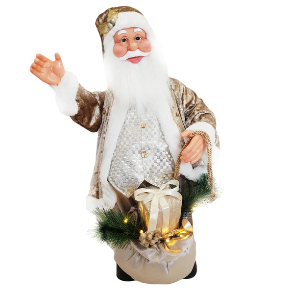 Weihnachtsmannpuppe H80 cm mit Lichtern und Sektbewegung prezzo