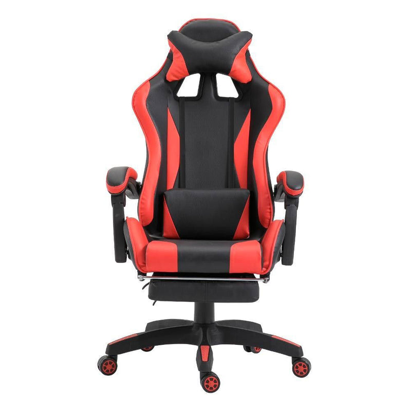 Sedia da Gaming Ergonomica 66x60x134 cm con Poggiapiedi in Similpelle Rosso-1