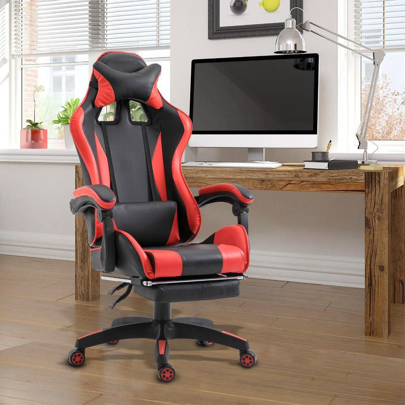 Sedia da Gaming Ergonomica 66x60x134 cm con Poggiapiedi in Similpelle Rosso-3