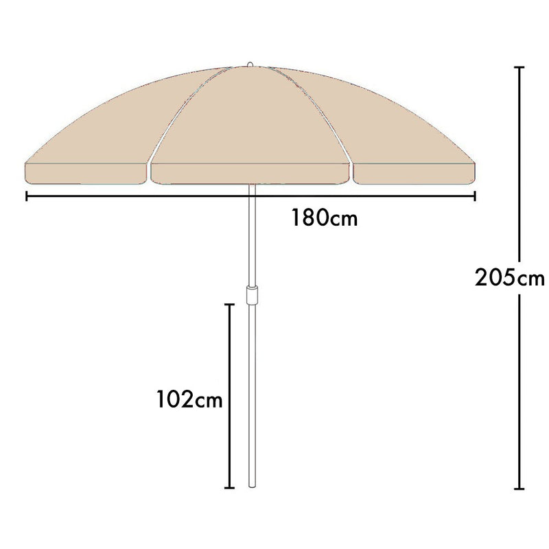 Ombrellone da Giardino Ø180 cm in alluminio telo in poliestere Beige-3