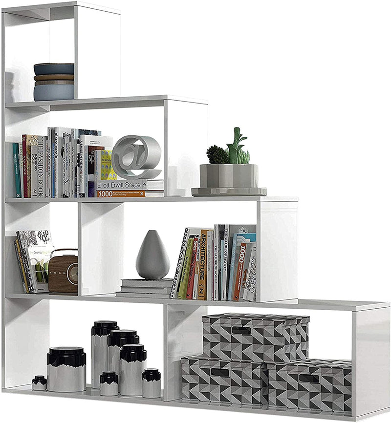 Libreria 145x29x145 cm 9 Ripiani in Melamina Bianco-1