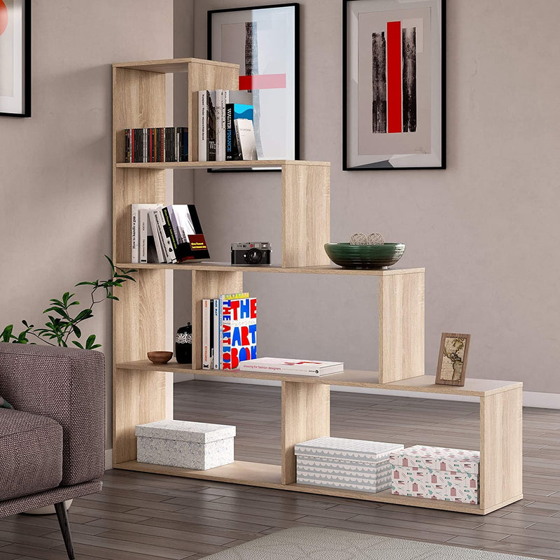 Libreria 145x29x145 cm in 9 Ripiani Melamina Rovere-3