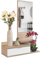 Mobile da Ingresso Dahlia 116x81x29 cm con Cassetto e Specchio in Stile Moderno Rovere-1