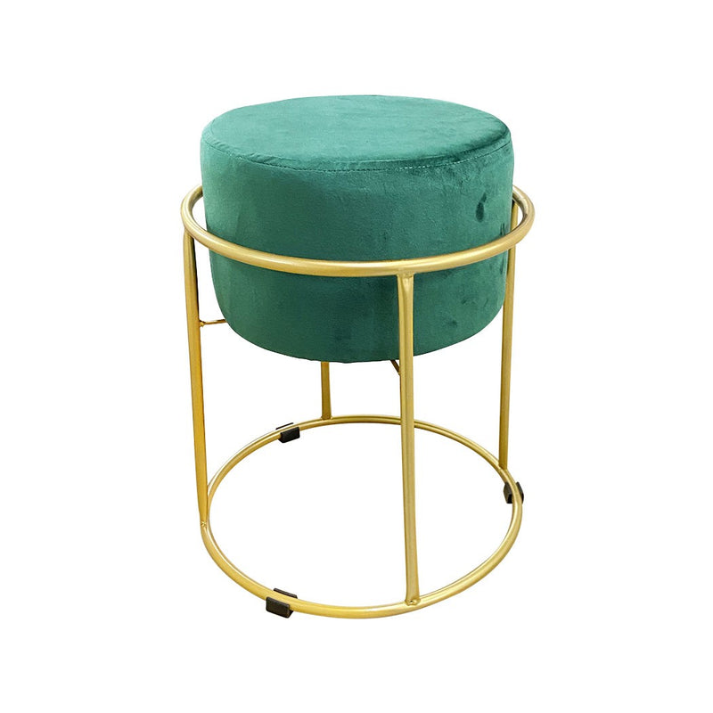 Pouf in Velluto Verde 44x38 cm con Struttura in Metallo Oro-1