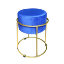 Pouf in Velluto Blu 44x38 cm con Struttura in Metallo Oro-1