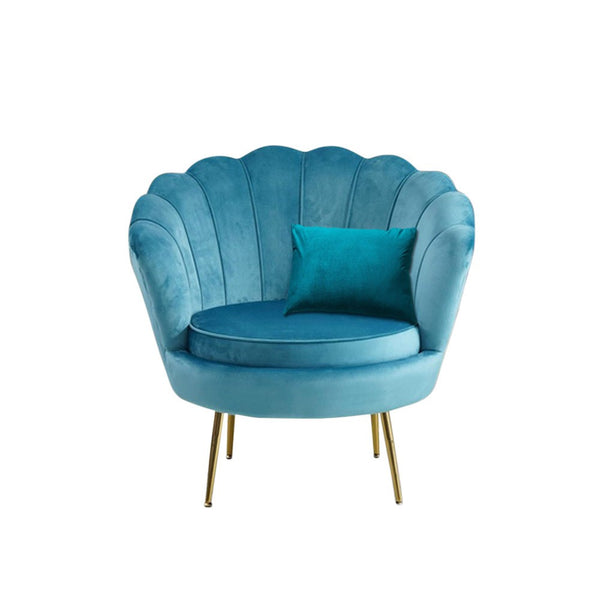 Shell Sessel 78 x 73 x 78 cm in Vintage Velvet Gold Feet Sofia Blue online