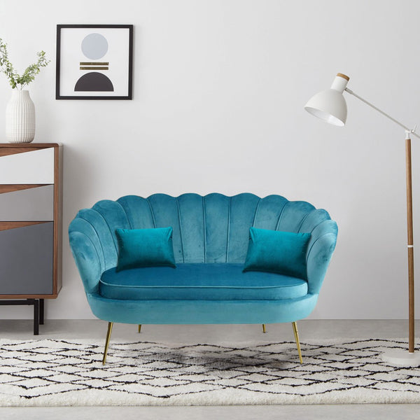 prezzo Wohnzimmersofa 122x73x78 cm 2 Sitze in Samtschale Sitz Lola Blau