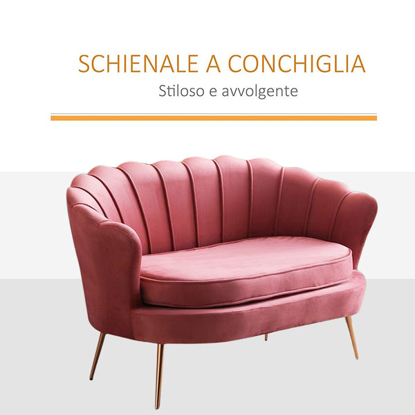 sconto Wohnzimmersofa 122x73x78 cm 2 Sitzer in Samtschale Sitz Lola Altrosa