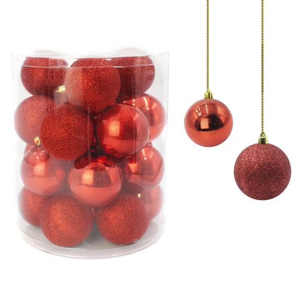 Set mit 24 roten Weihnachtskugeln Ø7 cm für Bäume sconto