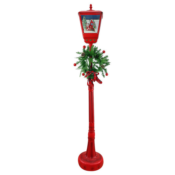 Rote Weihnachtslampe H195 cm Dekoration mit Sounds Mini-Glühwürmchen und Girlande sconto