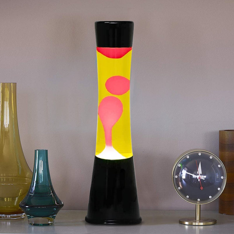 Lampada Lava Lamp 40 cm Base Nera con Magma Verde e Giallo-2