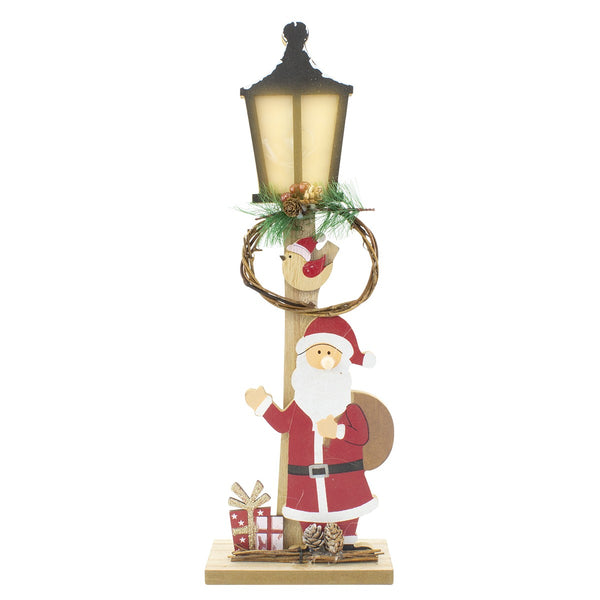 Straßenlaterne aus Holz mit Weihnachtsmann 45cm mit LED-Licht sconto