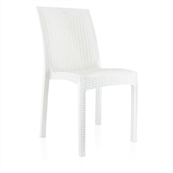 online Set mit 2 weißen Gartenstühlen im Rattan-Stil