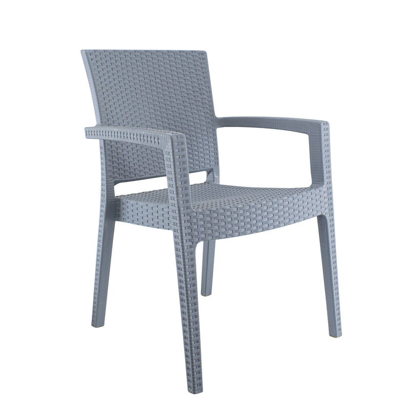 Set 2 Sedie da Giardino in Stile Rattan Grigio-1