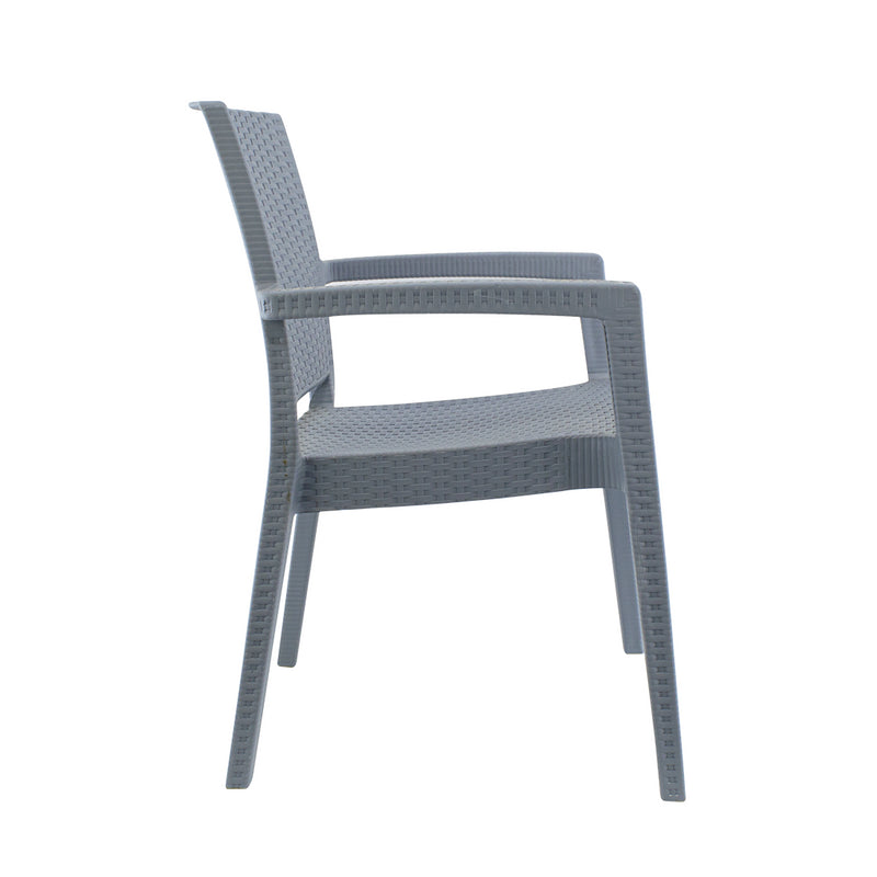 Set 2 Sedie da Giardino in Stile Rattan Grigio-3