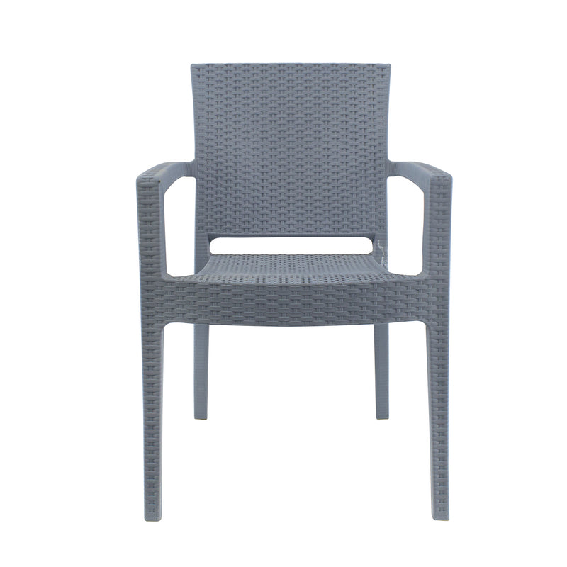 Set 2 Sedie da Giardino in Stile Rattan Grigio-4