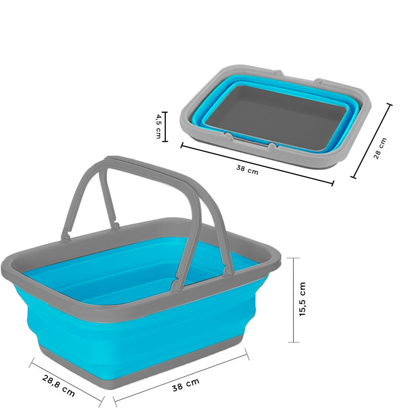 Bacinella Contenitore Salvaspazio 9 Litri Pieghevole Multiuso con Manici Blu-3