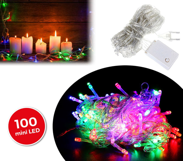 sconto Weihnachts-Mini-Glühwürmchen 100 mehrfarbiges transparentes LED-Kabel 6 Meter