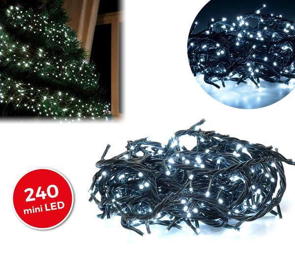 online Weihnachtliche Mini-Glühwürmchen 240 weiße LEDs 8 Lichtspiele 11,56 Meter