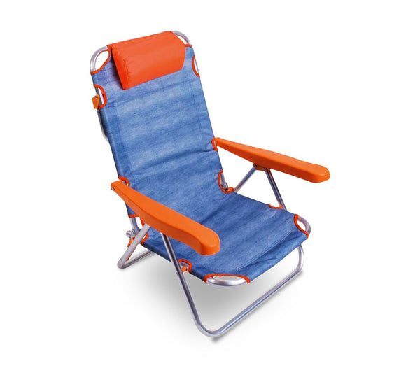 Spiaggina Faltbarer Relaxsessel aus Aluminium mit Armlehnen und orangefarbenem Kissen prezzo