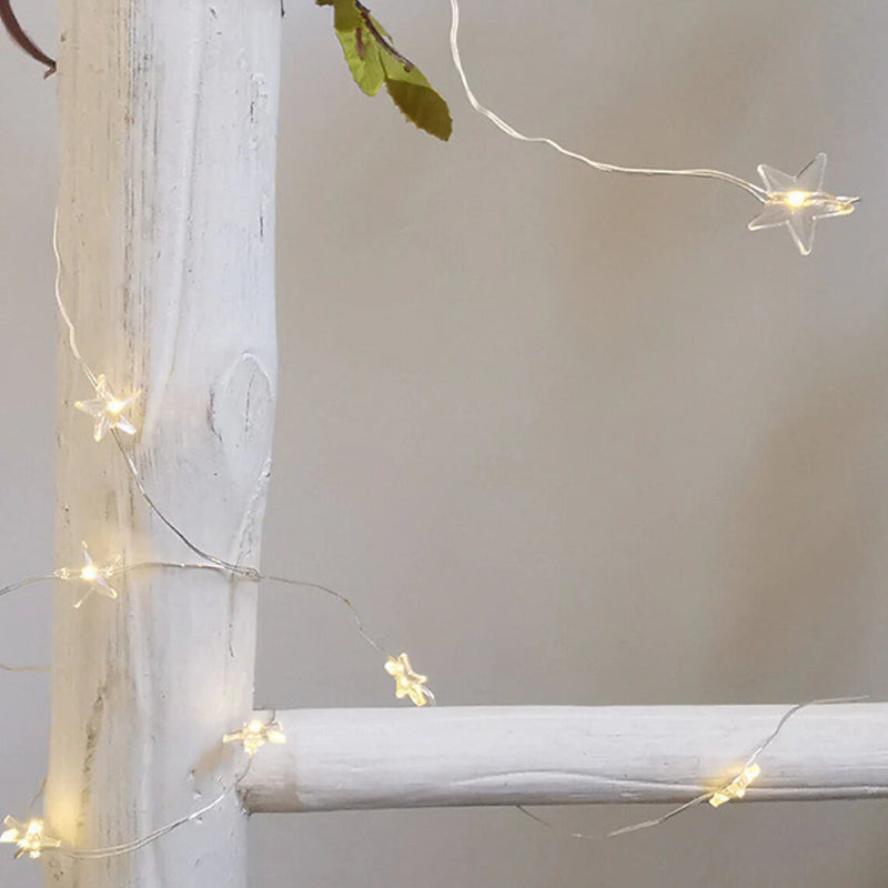 Luci di Natale 50 MicroLed a forma di Stella Bianco Caldo a batteria da Interno-2