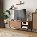 Mobile TV Fino a 65" 2 Ante 2 Ripiani Aperti 150x40x56 cm in Legno Truciolare Marrone-2