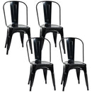 Set 4 Sedie da Cucina Impilabili 53x45x85 cm in Acciaio Nero-1