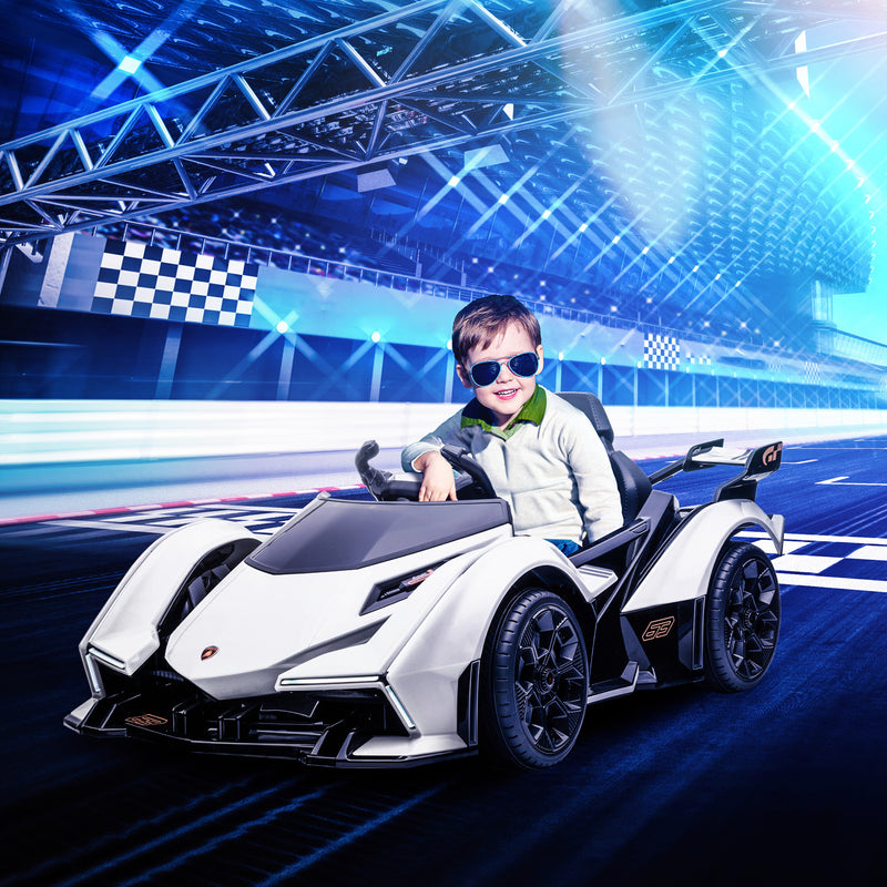 Macchina Elettrica per Bambini 12V con Licenza Lamborghini V12 Vision Gran Turismo Bianco-2