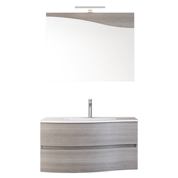 Hängender Badezimmerschrank 90 cm Bonussi Waschbecken und Spiegel Corona Eucalyptus Grey Wood online