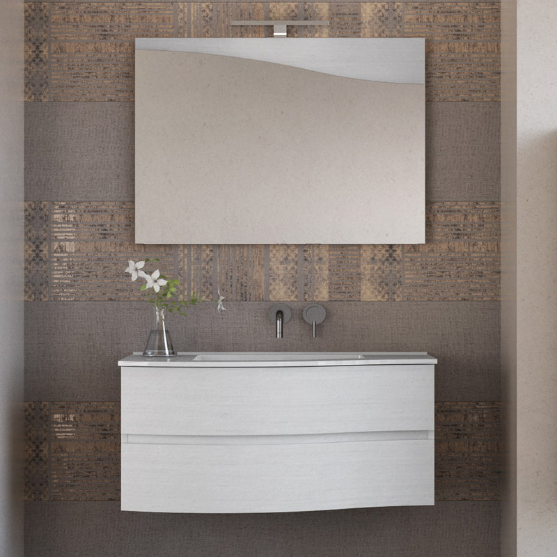 Mobile Bagno Sospeso 90 cm Lavabo e Specchio Bonussi Corona Bianco Larice-1