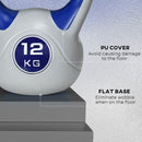 Kettlebell per Allenamento 12 Kg Base Piatta e Impugnatura per Stacchi in PU e Sabbia Blu-6