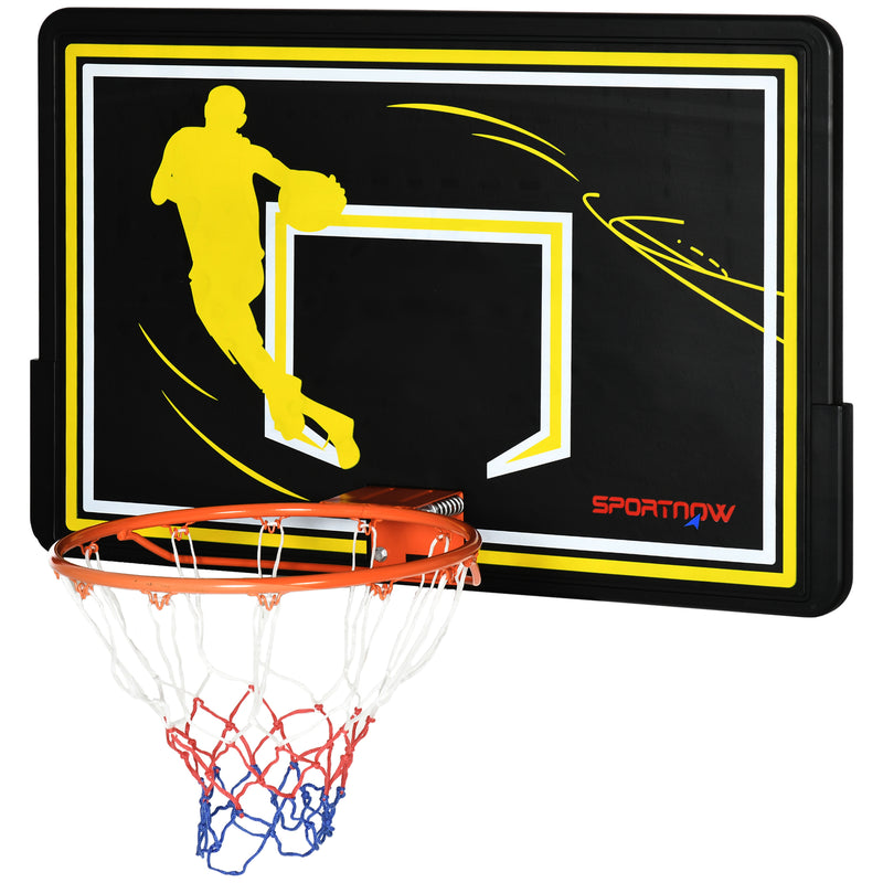 Canestro Basket per Bambini e Adulti 110x90x70 cm  in Acciaio e PE Nero e Giallo-1